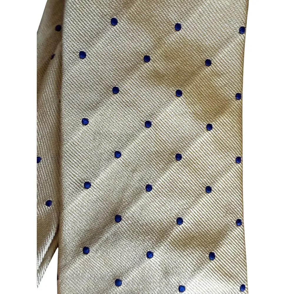 Brooks Brothers Yellow and Navy Blue Polka Dot Silk Tie